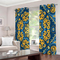 Blue And Gold Bohemian Mandala Print Extra Wide Grommet Curtains