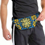 Blue And Gold Bohemian Mandala Print Fanny Pack