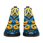 Blue And Gold Bohemian Mandala Print Flat Ankle Boots