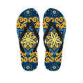 Blue And Gold Bohemian Mandala Print Flip Flops