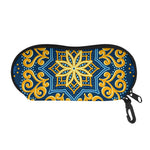 Blue And Gold Bohemian Mandala Print Glasses Case