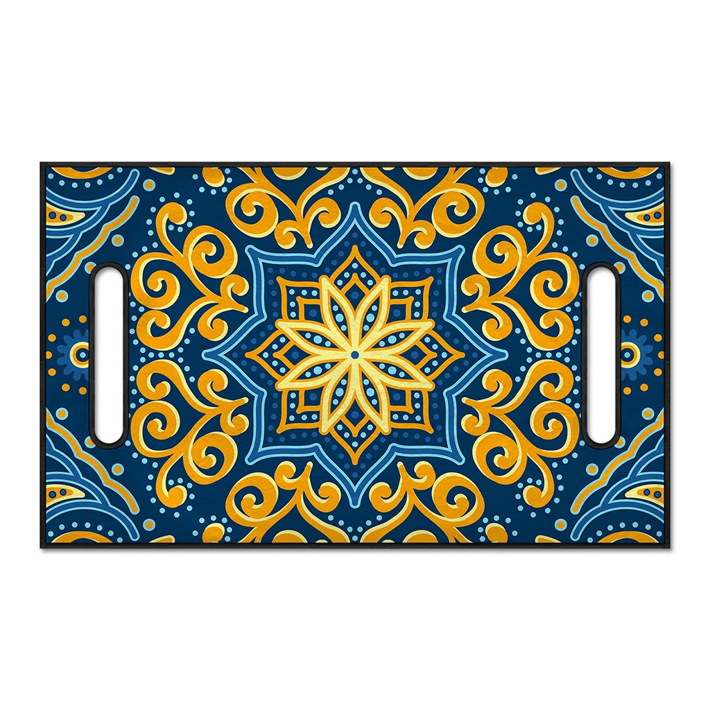 Blue And Gold Bohemian Mandala Print Golf Cart Seat Cover