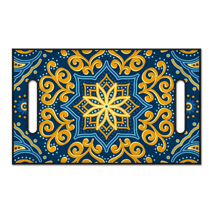 Blue And Gold Bohemian Mandala Print Golf Cart Seat Cover