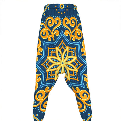 Blue And Gold Bohemian Mandala Print Hammer Pants