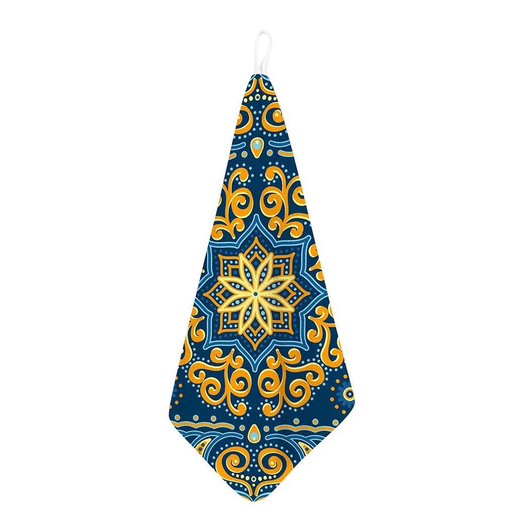 Blue And Gold Bohemian Mandala Print Hand Towel