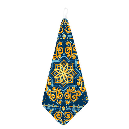 Blue And Gold Bohemian Mandala Print Hand Towel