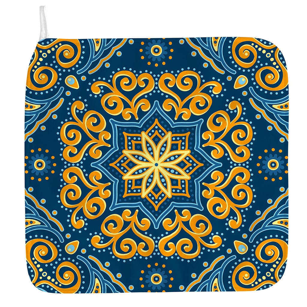 Blue And Gold Bohemian Mandala Print Hand Towel