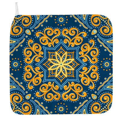 Blue And Gold Bohemian Mandala Print Hand Towel