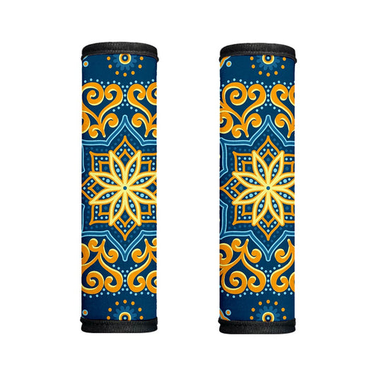 Blue And Gold Bohemian Mandala Print Handle Covers