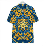 Blue And Gold Bohemian Mandala Print Hawaiian Shirt