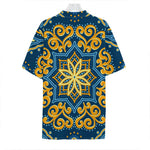 Blue And Gold Bohemian Mandala Print Hawaiian Shirt
