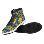 Blue And Gold Bohemian Mandala Print High Top Leather Sneakers