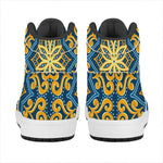 Blue And Gold Bohemian Mandala Print High Top Leather Sneakers