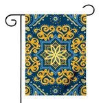 Blue And Gold Bohemian Mandala Print House Flag