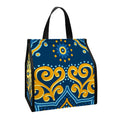Blue And Gold Bohemian Mandala Print Insulated Lunch Tote
