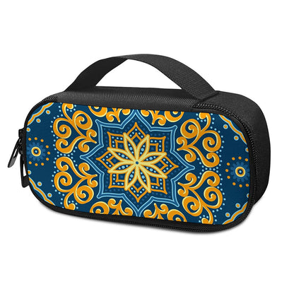 Blue And Gold Bohemian Mandala Print Insulin Cooler Travel Case