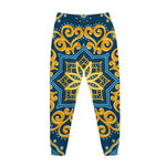 Blue And Gold Bohemian Mandala Print Jogger Pants