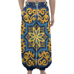 Blue And Gold Bohemian Mandala Print Lantern Pants