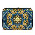 Blue And Gold Bohemian Mandala Print Laptop Sleeve