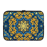 Blue And Gold Bohemian Mandala Print Laptop Sleeve
