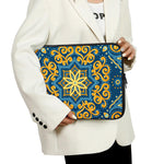Blue And Gold Bohemian Mandala Print Laptop Sleeve