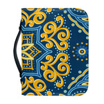 Blue And Gold Bohemian Mandala Print Leather Bible Cover