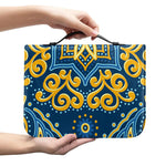 Blue And Gold Bohemian Mandala Print Leather Bible Cover