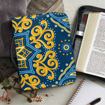 Blue And Gold Bohemian Mandala Print Leather Bible Cover