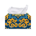 Blue And Gold Bohemian Mandala Print Leather Tissue Box Cover