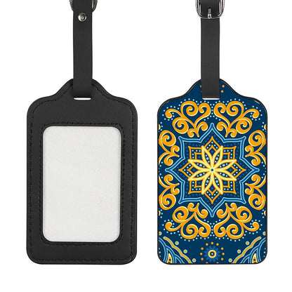 Blue And Gold Bohemian Mandala Print Luggage Tag