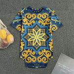 Blue And Gold Bohemian Mandala Print Men's Bodysuit