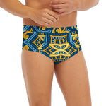 Blue And Gold Bohemian Mandala Print Men's Briefs