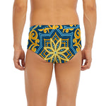Blue And Gold Bohemian Mandala Print Men's Briefs