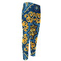 Blue And Gold Bohemian Mandala Print Men's Compression Pants