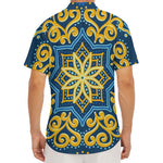 Blue And Gold Bohemian Mandala Print Men's Deep V-Neck Shirt