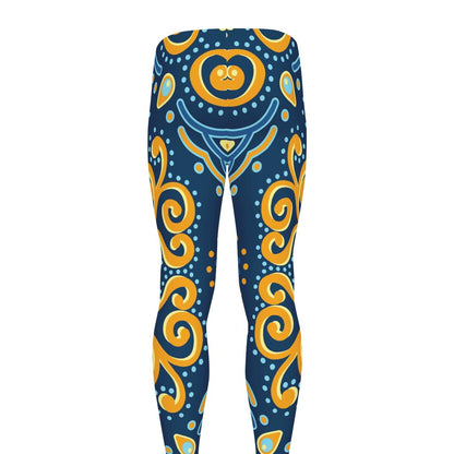 Blue And Gold Bohemian Mandala Print Men's leggings