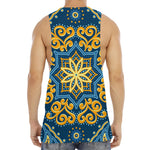 Blue And Gold Bohemian Mandala Print Men's Muscle Tank Top