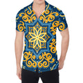Blue And Gold Bohemian Mandala Print Men's Shirt