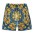 Blue And Gold Bohemian Mandala Print Men's Swim Trunks