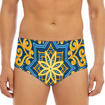 Blue And Gold Bohemian Mandala Print Men's Triangle Swim Briefs