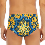 Blue And Gold Bohemian Mandala Print Men's Triangle Swim Briefs