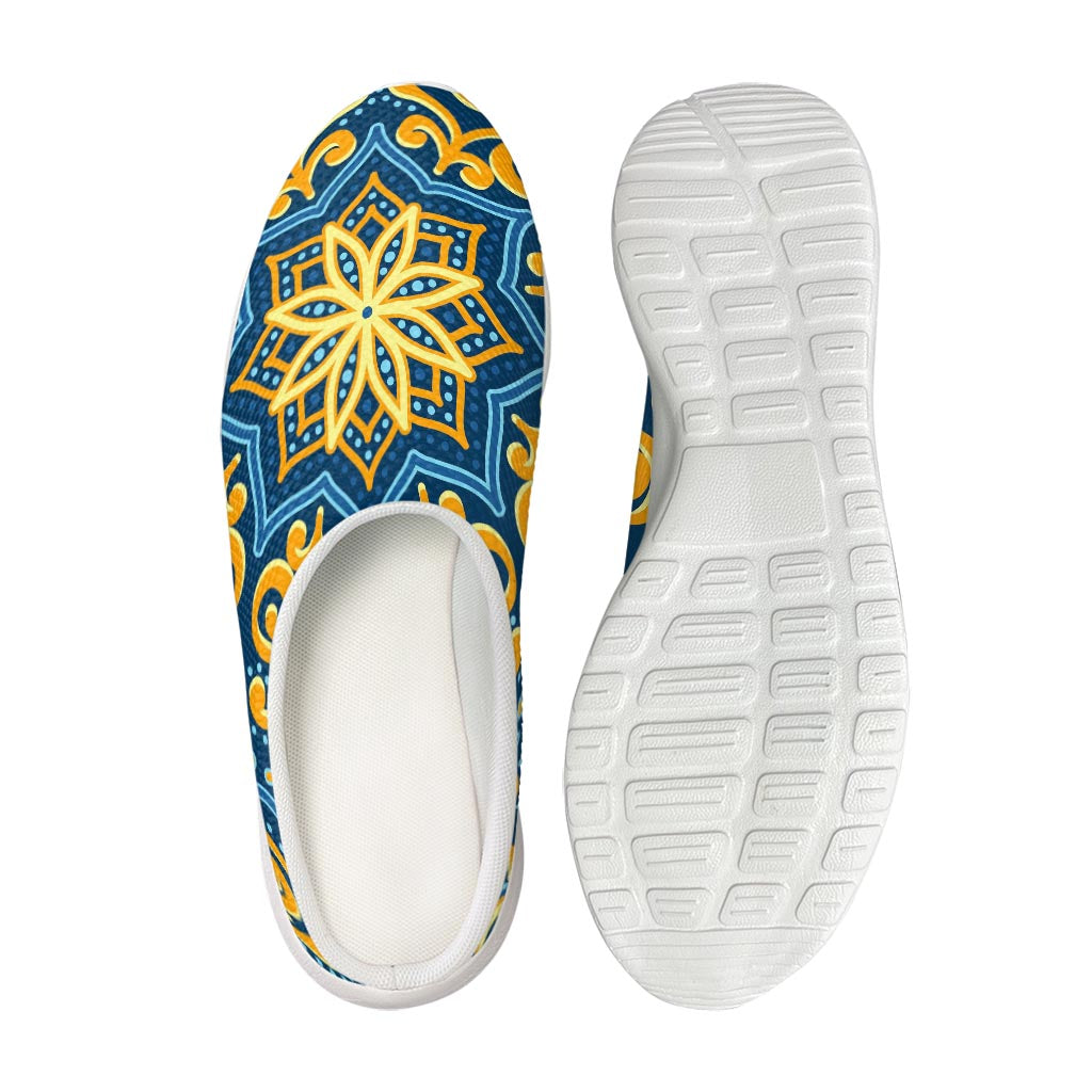 Blue And Gold Bohemian Mandala Print Mesh Casual Shoes