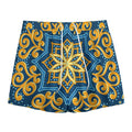 Blue And Gold Bohemian Mandala Print Mesh Shorts