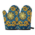 Blue And Gold Bohemian Mandala Print Oven Mitts