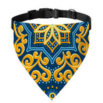 Blue And Gold Bohemian Mandala Print Over The Collar Dog Bandana