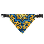 Blue And Gold Bohemian Mandala Print Over The Collar Dog Bandana