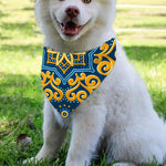 Blue And Gold Bohemian Mandala Print Over The Collar Dog Bandana
