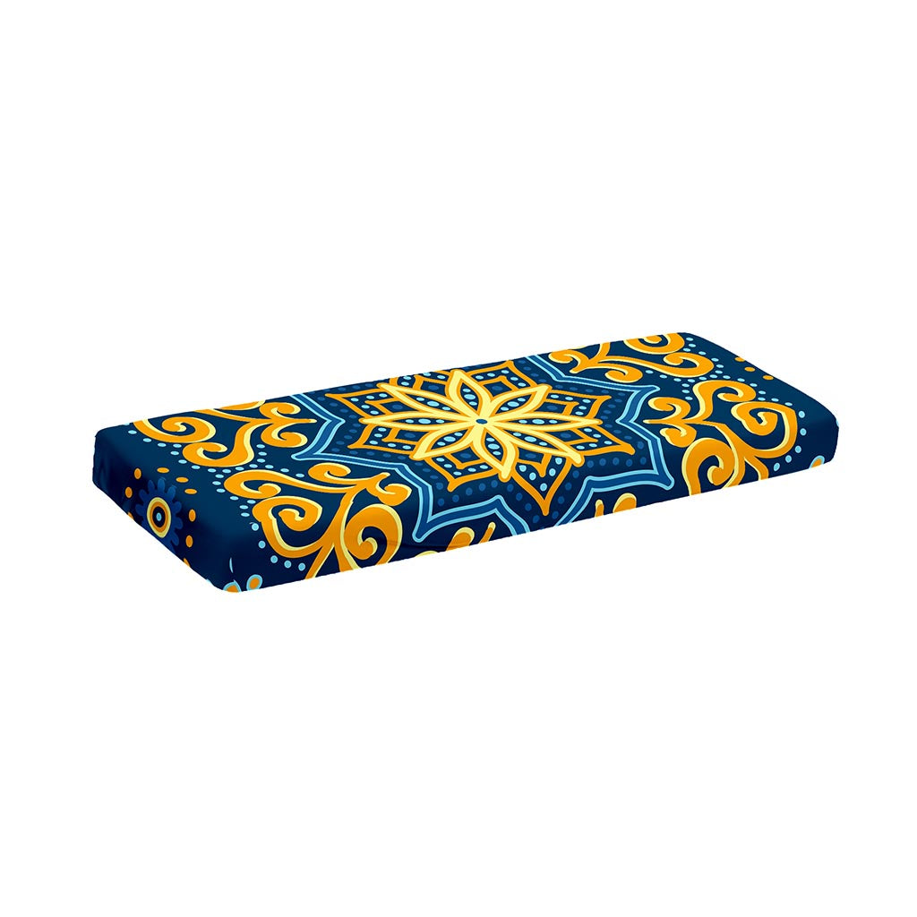 Blue And Gold Bohemian Mandala Print Piano Keyboard Cover