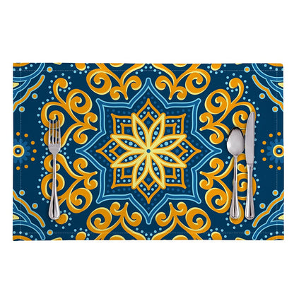 Blue And Gold Bohemian Mandala Print Placemat