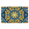 Blue And Gold Bohemian Mandala Print Polyester Doormat